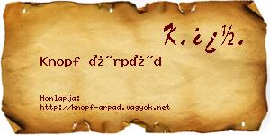 Knopf Árpád névjegykártya